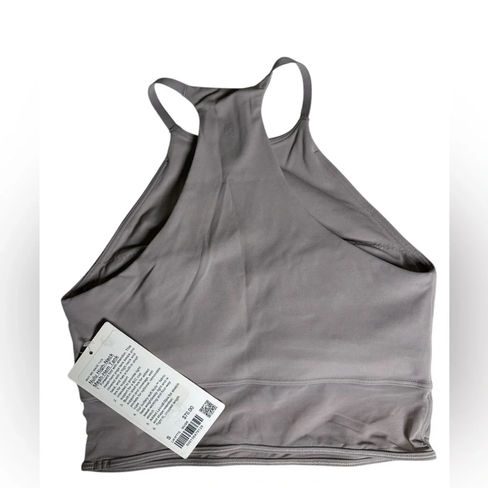 lululemon athletica High Neck Mesh-Hem Tank, NWT, Mauve Grey, Size small